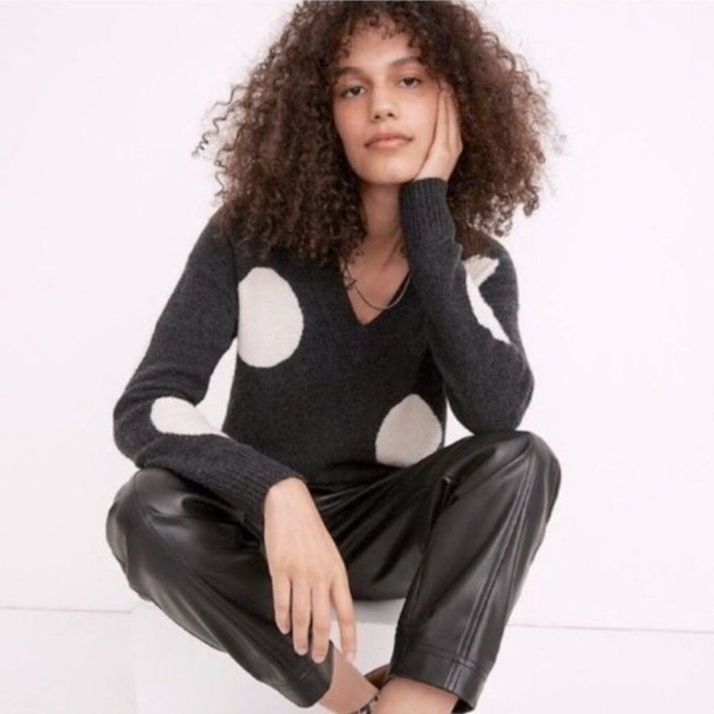 Madewell Dotted Bartlett V-Neck Pullover Sweater